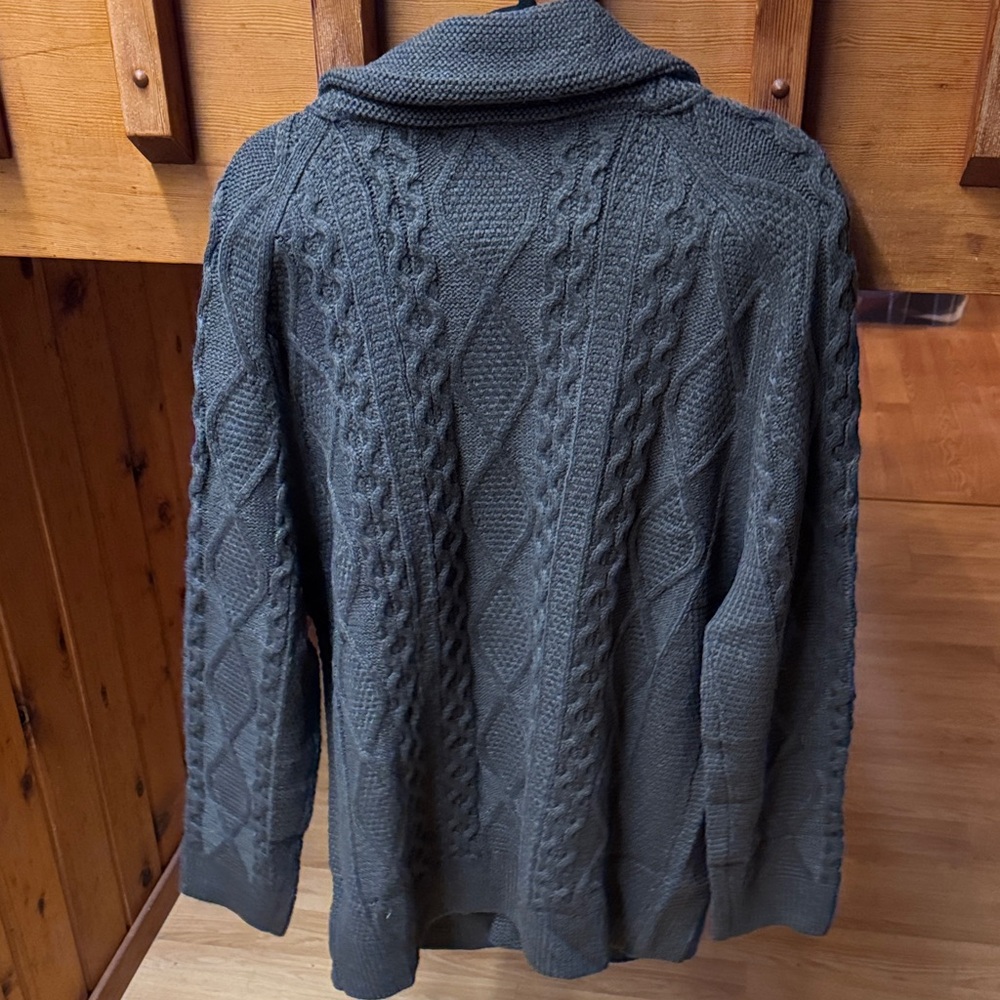 Size Large L NEW NWT long Men's Cable Knit Sweater - Gray - Picture 5 of 7